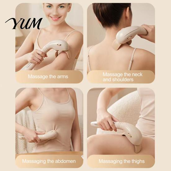 Ergonomic Self Massage Device for Upper Back Neck Shoulder Massager with Long Handle, Cordless Rechargeable Deep Kneading Shiatsu Tension Lightweight