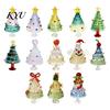 Miniature Xmas Tree Figurine Glazed Christmas Figurine, Colorful Decor, Handcrafted Glass Craft for Display Table Centerpiece Home Office Holiday