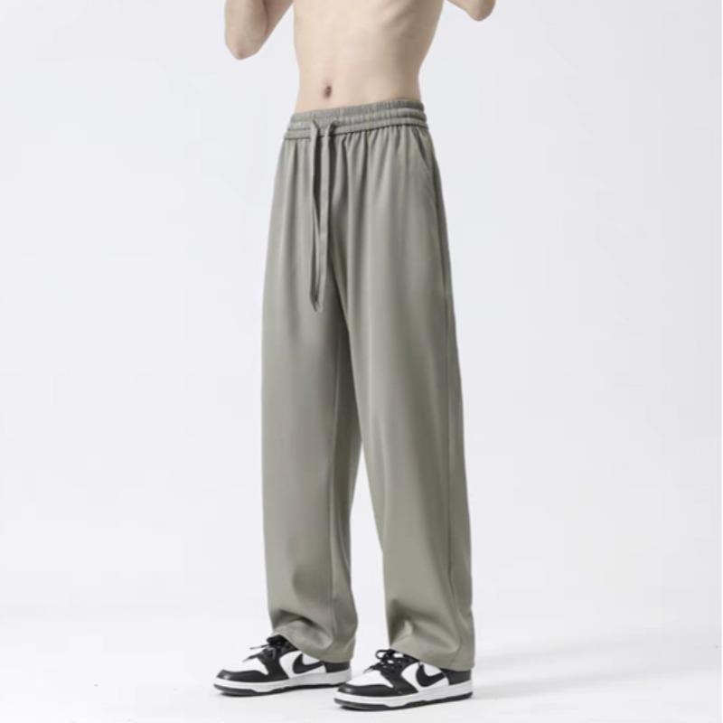 Summer Ultra-thin Trendy Loose Tied Feet Nine-point Air Conditioner New Ice Silk Casual Pants Men's Pants