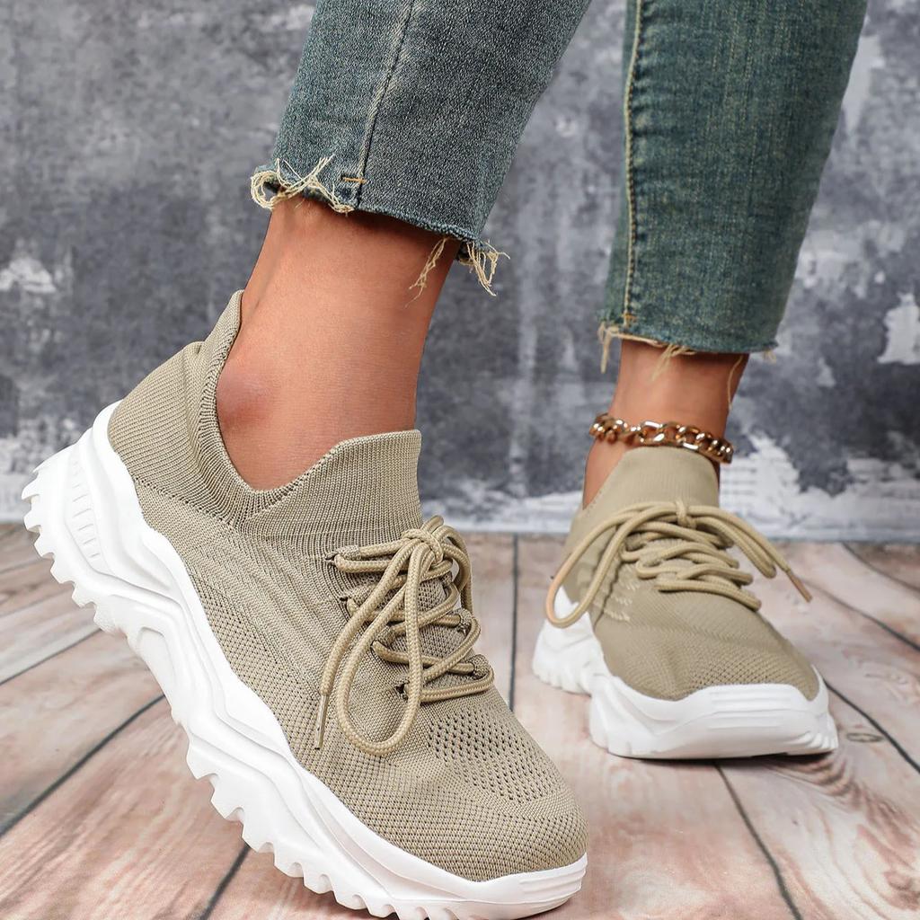 Fashion Chunky Shoes Platform Sneakers for Women Knitted Men's Casual Sports Shoes Breathable Trainers Elastic Slip-on Shoes