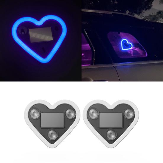 Solar Heart Shape Neon Light for Car Window Waterproof LED Mood Lamp with Suction Cup Romantic Atmosphere Decor