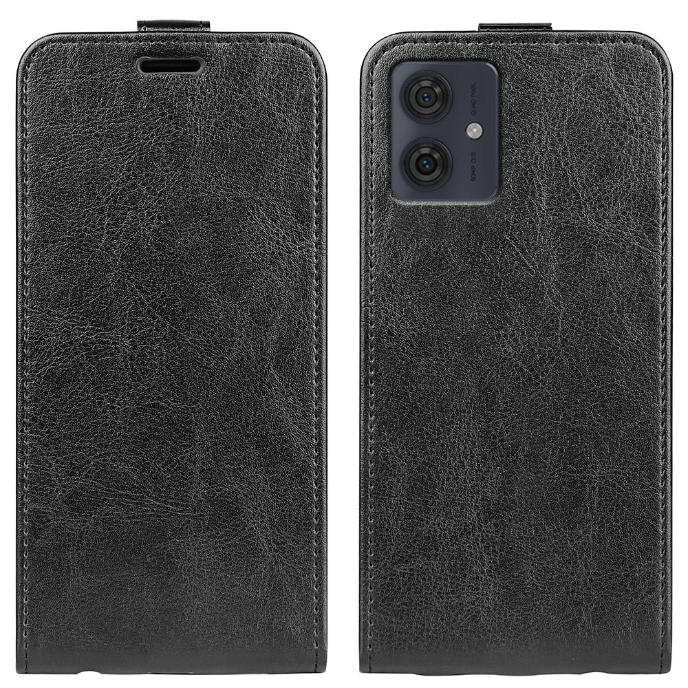 

Phone Case for Motorola Moto G54 5G Vertical Flip Phone Shell Crazy Horse Texture Cover Black