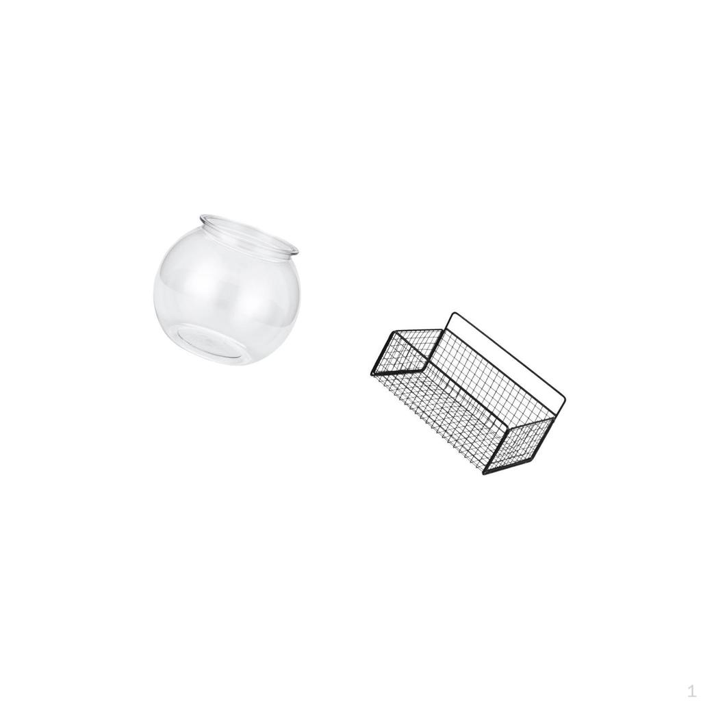 Transparent Small Fish Tank Aquarium Bowl Vase for Ornament Home Office Decor Plant Display