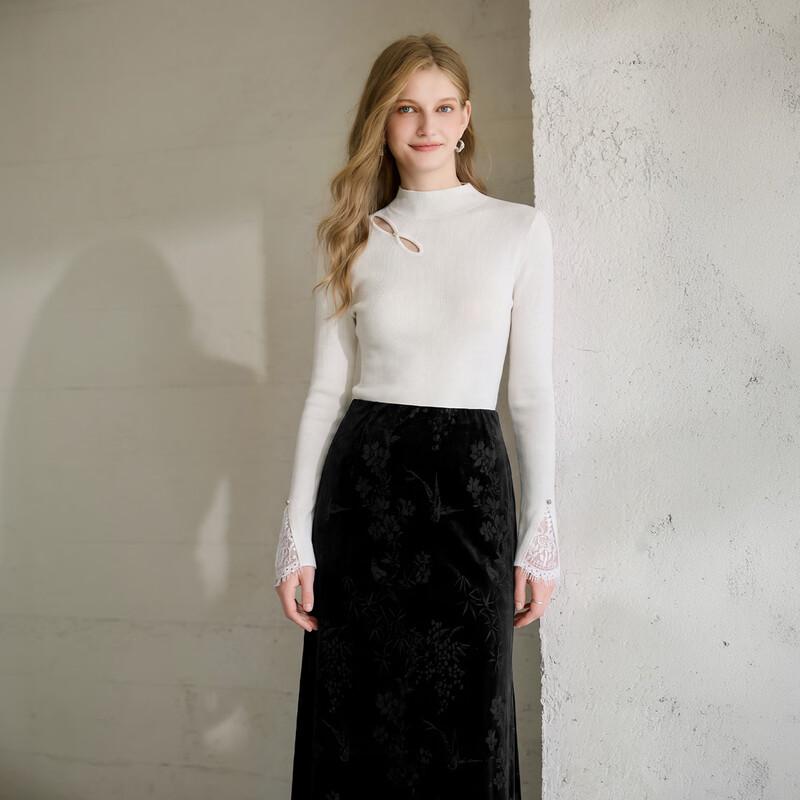 Xiangying Women's 2026 Winter Slim-Fit Semi-High Collar Knit Top