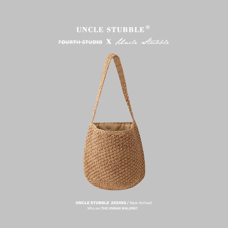 

Vacation Style Straw Girls Daily Work Clothing Bucket Bag