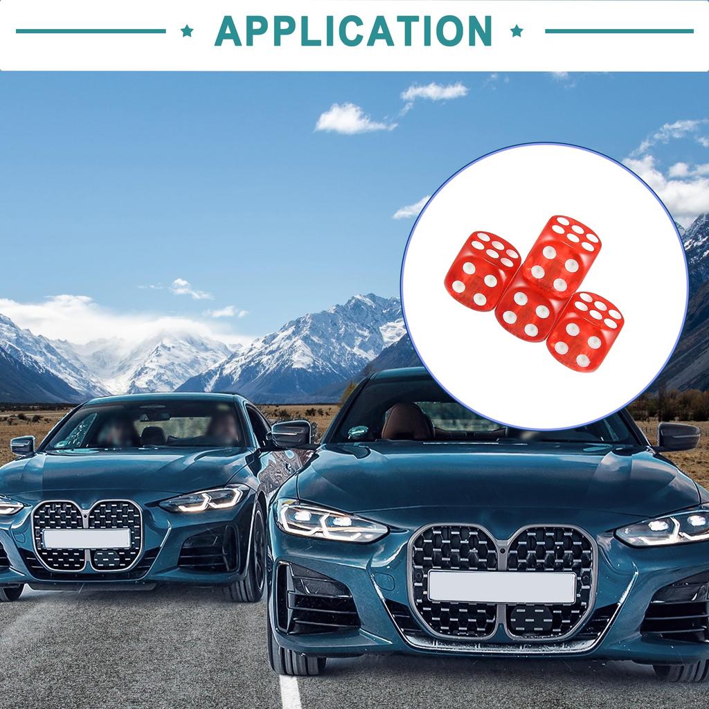 ACROPIX Universal Red Dice Wheel Tire Valve Air Stem Cap Covers - Set of 4