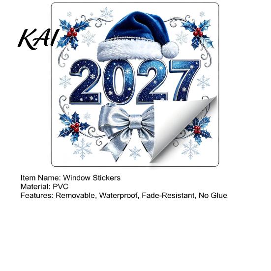 Party Atmosphere Decorations 2027 New Year Christmas Static Window Cling, Glue?Free Snowflake Glass Customizable Murals Sticker, Reusable