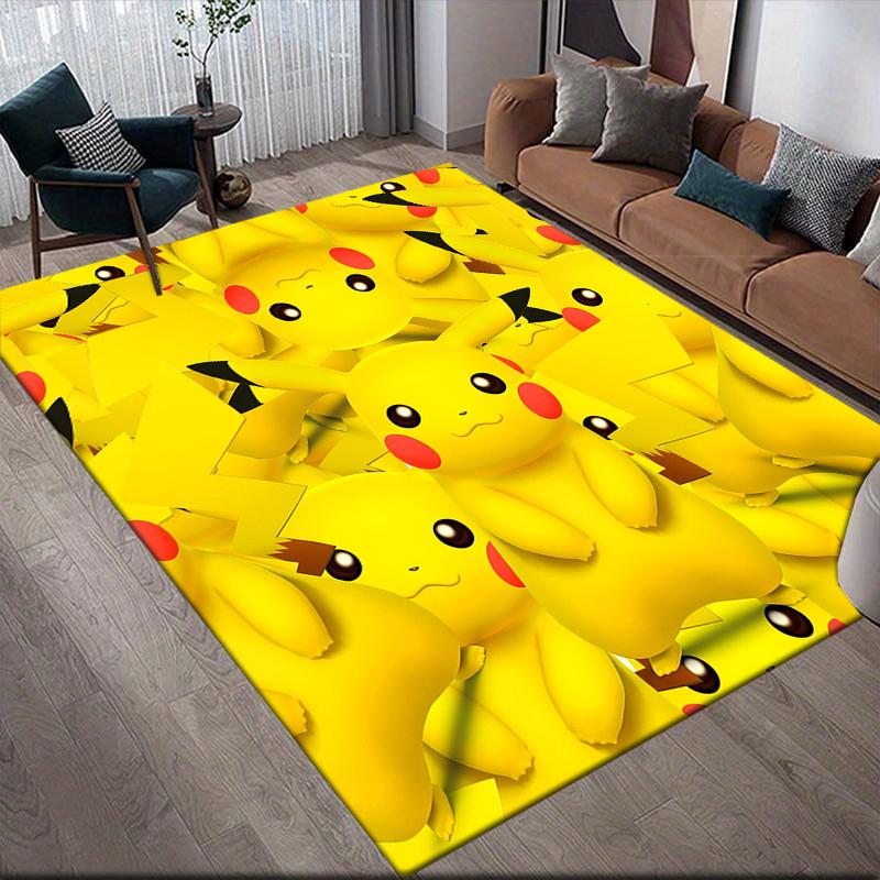 Pikachu Square Area Rug, Non-Slip Floor Mat for Home Office, Perfect Gift for Pikachu Fans.chl