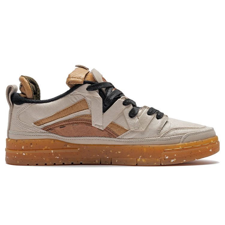 Li Ning Weiwu Pro Comfortable Versatile Non-Slip Wear-Resistant Lightweight Low-Top Skate Shoes Men Sneakers Khaki AECR089-1