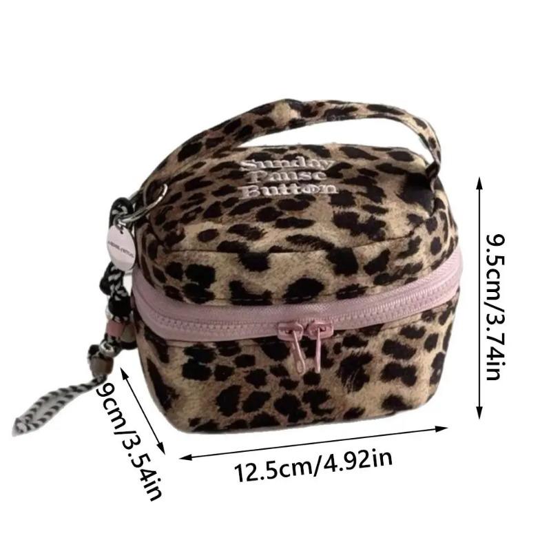 Waterproof Leopard Print Square Storage Box Handheld Zipper Design Makeup Bag Storage Case Home Travel