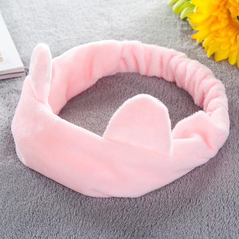 Korean Style Cute Cat Ear Embroidered Face Washing Headband Set