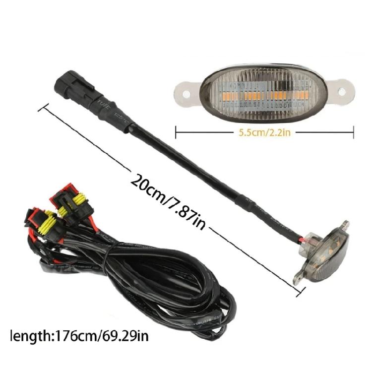 Universal Front Grill Running Lights Yellow Amber Lens 12V Waterproof 4Pcs Daytime Running Grill Light