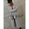 Autumn and winter long cardigan solid color European beautiful women's knitted women's cardigan sweater women