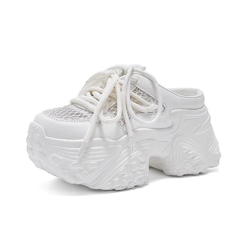 Baotou half slippers women's summer 2025 new outer wear sequins versatile mesh dad shoes breathable thick-soled lazy sandals