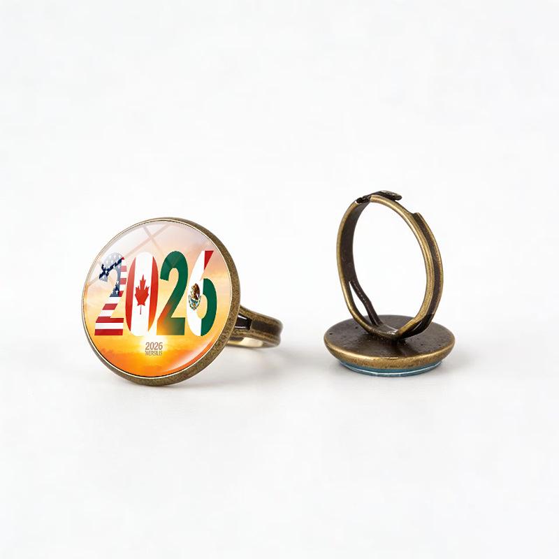 2026 World Cup Bronze Football Fashion Ring - European & American Creative Pinky Band Accessories