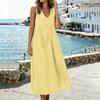 Sleeveless V Neck Midi Dress with Pockets Loose Fit Casual A Line Dress for Women Lightweight Summer Sundress