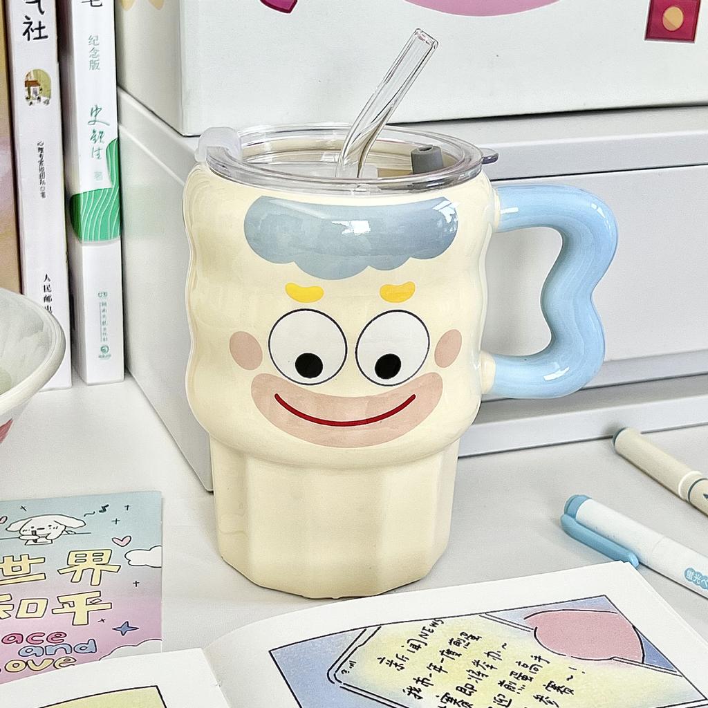 High Looking Clown Straw Cup Couple Ceramic Mug for Birthday Gifts for Boys and Girls Best Friend Souvenir Gift Box