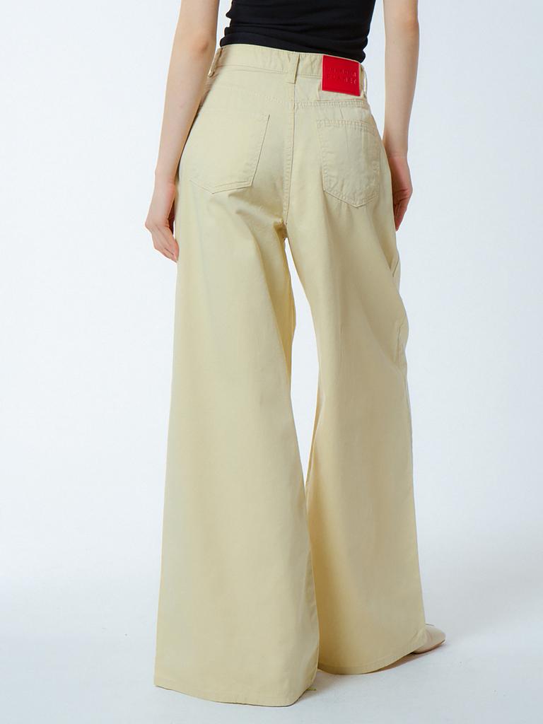 UNKNOWN PLANET Wide Flare Cotton Pants Cream Beige