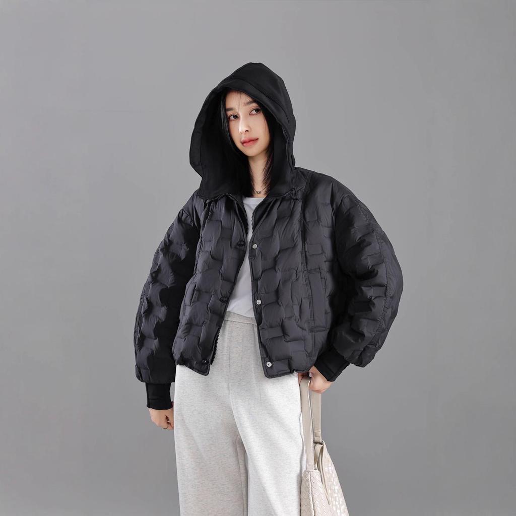 2025 Women's Korean Style Lightweight Hooded Down Jacket - Short, Taped Seam, Winter Fashion