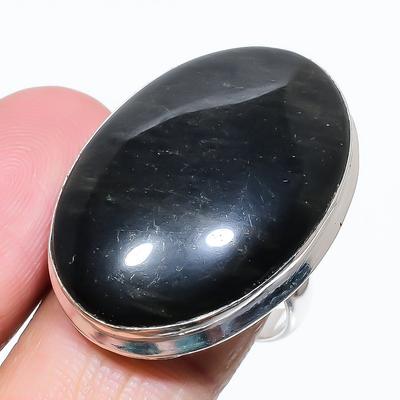 Sunsheen Obsidian Gemstone 925 Sterling Silver Jewelry Ring Size 8.5 v8A98