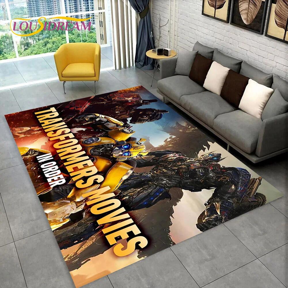 Cartoon T-Transformers  Autobots 3D Rug Carpet for Living Room Bedroom Home Decor,Floor Mat Non-slip for Sofa  Doormat Gift Kids