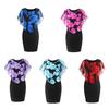 Vestido ajustado de talla grande para mujer, con estampado floral, chal, cómodo, largo hasta la rodilla, temperamento, vestido de medio cuerpo para salir