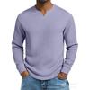 Fall Long-sleeved V-neck Casual Shirt for Men with A Fitted Design