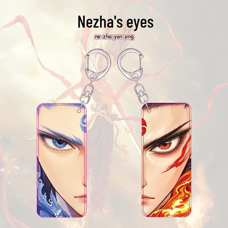 Nezha & Ao Bing Light-Up Acrylic Keychain with Transparent Eye Charm and Backpack Pendant