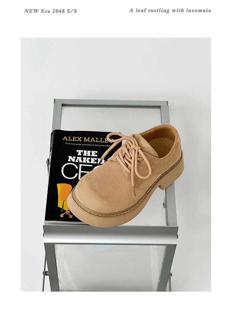 2024 Autumn Unisex Couple's British Style Retro Thick-Soled Casual Leather Shoes 9533-K