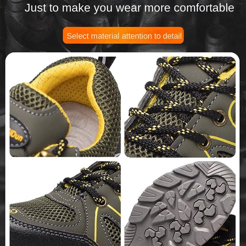 Oulylan Anti-smash Steel Toe Labor Shoes Light Comfort Male Safety Footwear Breathable Wear-resistant Work Protection Sneakers