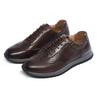 Fashion Men's Genuine Cow Leather Casual Shoes Black/Dark Brown Lace-up Flat Sneakers European Style Street Oxford Shoes