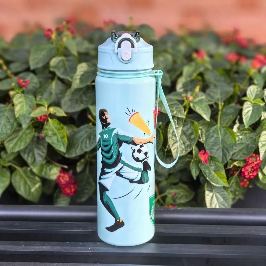 Soccer 750Ml Water Bottle Cute Water Cup With Silicone Straw Leakproof Plastic Waterbottles Summer Water Kettle Football