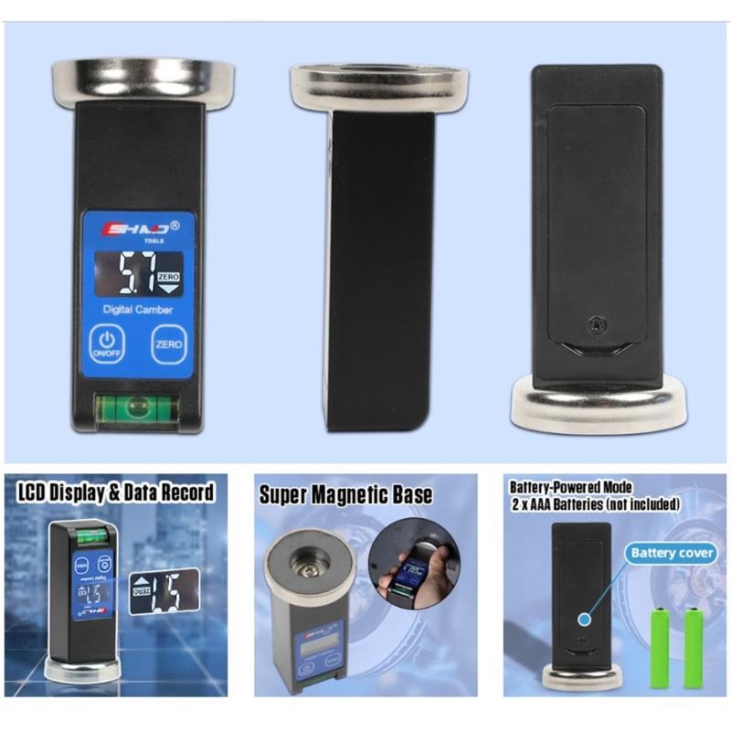 Digitaler Sturz- und Spureinstellwerkzeug Magnetische Basis Präzisions-LCD-Display Radspurwerkzeug Universelles Nachlauf- und Sturzmessgerät