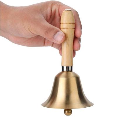Miwayer Extra Loud Solid Brass Hand Call Bell with Wooden Handle for Family Dinner