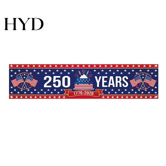 Independence Day Banner 250th Anniversary 6.5x1.5ft 250 Years of Freedom American Patriotic Decoration 1776-2026 Waterproof USA Porch Sign for