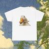 Oryginalny T-shirt z nadrukiem kaczki palącej, Zabawna koszulka, Prezent dla miłośnika zwierząt, Odzież codzienna, Prezent urodzinowy, Unikalny top z grafiką