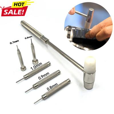 Uhrenreparaturwerkzeug-Set, Uhrenarmband-Entfernungswerkzeug-Set mit 0,7-1,0 mm Federsteg-Entfernungsstiften und kleinem Gummihammer Wartungsset