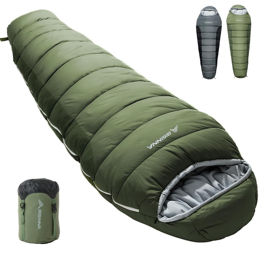 BISINNA Sleeping Artificial 40D Nylon YKK Double Storage Bag Fully Ideal for Car Emergency Outdoor and Napping Mummy-Style Bag, Down, 1.8kg Capacity,
