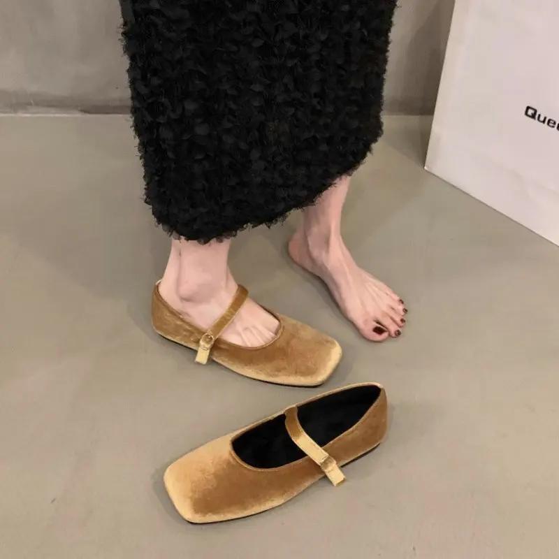 Fashion Flat Shoes for Women Autumn Mary Jane Hairy Single Shoes for Women 2025 New Retro Suede Loafers Women Ladies Shoes