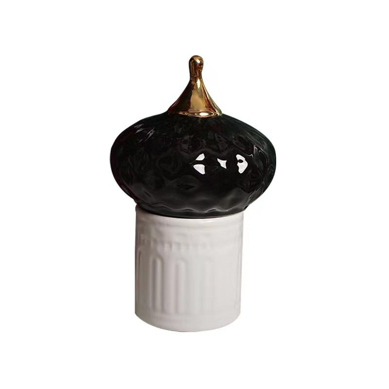 Creative Ceramic Candy Jar Fairy Castle Candle Jar Household Delicate Jewelry Cosmetics Cotton Swab Box Tabletop Art Decoration