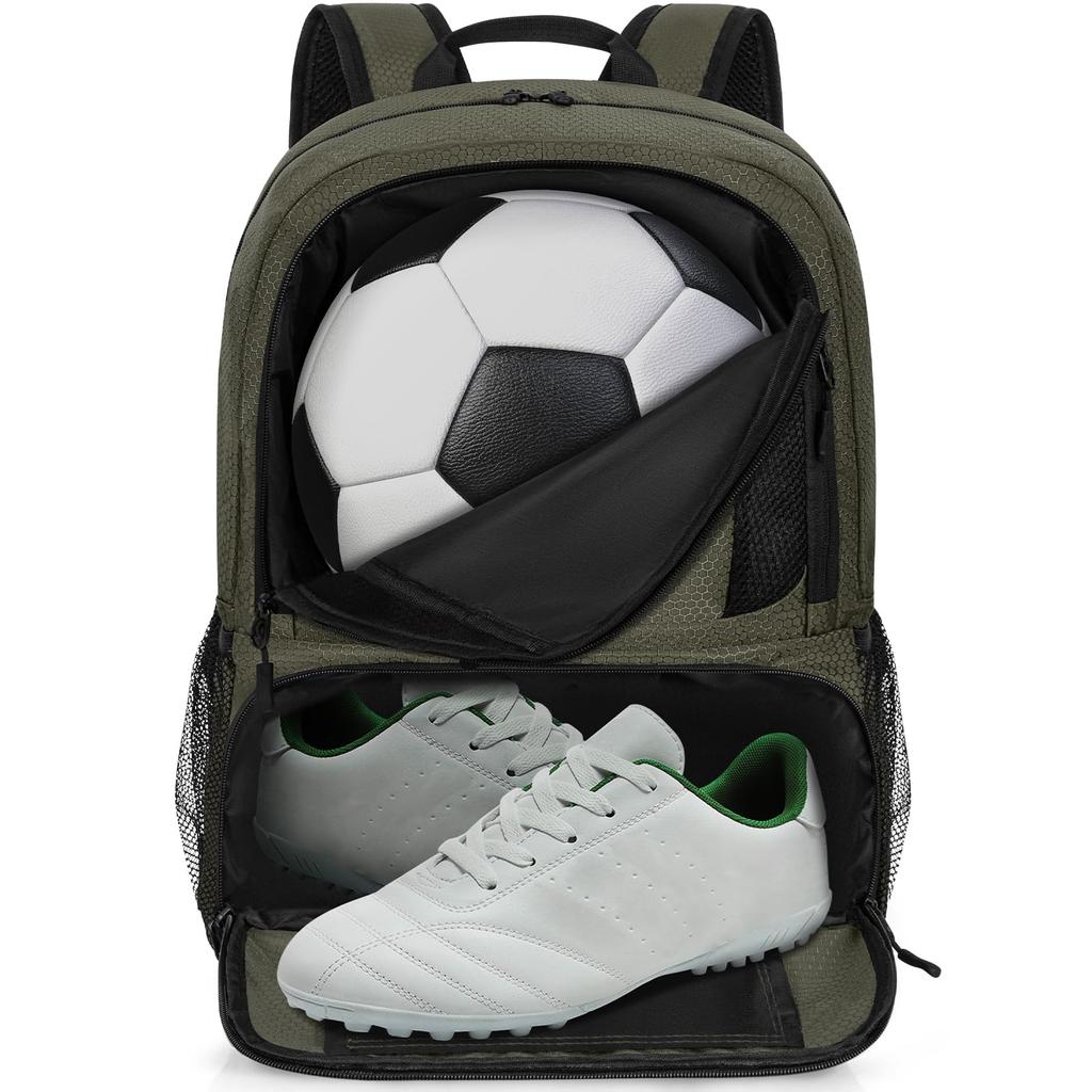 Rxakudedo Soccer Backpack for Basketball and Volleyball Durable Ball and Shoe Organizer with Separate Compartments for Sports Large Gray - Equipment,