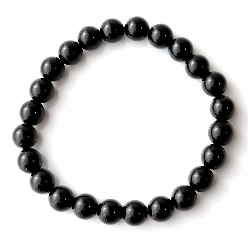 Morion Black Quartz Tibetan Natural Certified Inner Includes Box [GOLD STONE] Bracelet, 8mm, Morion, Quartz, Authentic, Diameter Approx. 17.5cm,