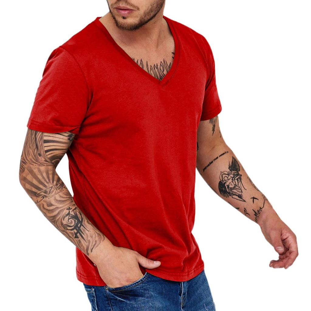 Camiseta Deportiva Casual de Verano para Hombre con Cuello en V Personalizada 2024