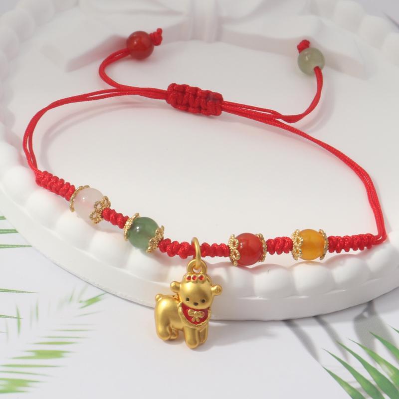 Handmade Braid Lucky Sheep Red String Bracelet Chinese Zodiac Sign New Year Rope Braided Bracelet Gifts For Women Men Kids