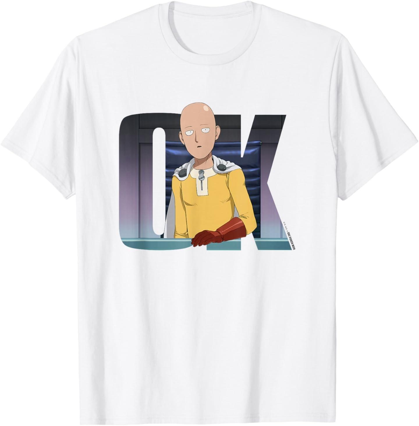 One Punch Man Saitama OK Anime T-Shirt S разноцветный