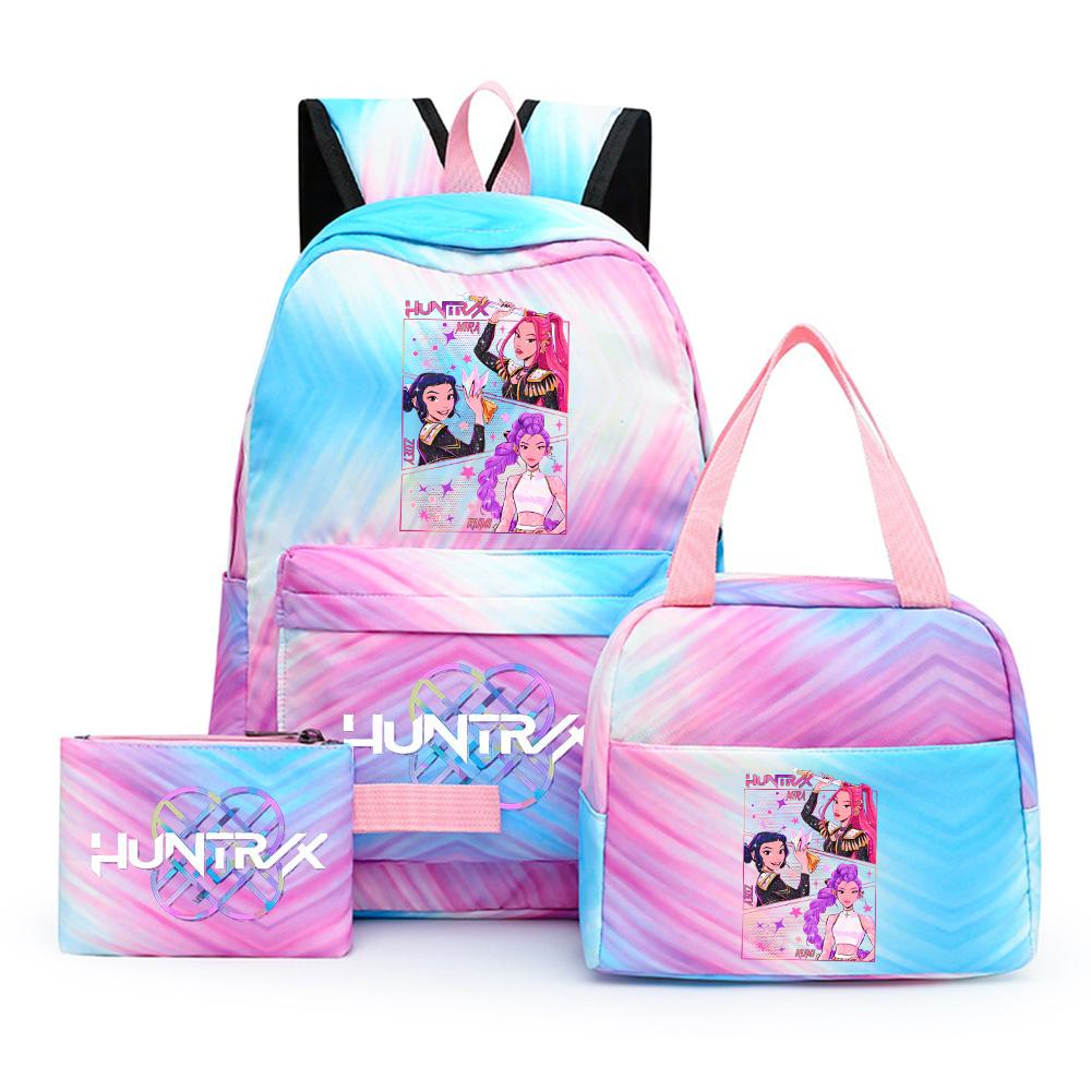 3Pcs/set Anime Demon Hunters Printed Backpack with Shoulder Bag Pengcil Case for Teenager Large Capacity Waterproof Bookbag Back To School Gift