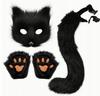Maska Kot Cosplay Furry Ogon Łapki Mitenki Wilk Lis Futrzak Zestaw 3Szt
