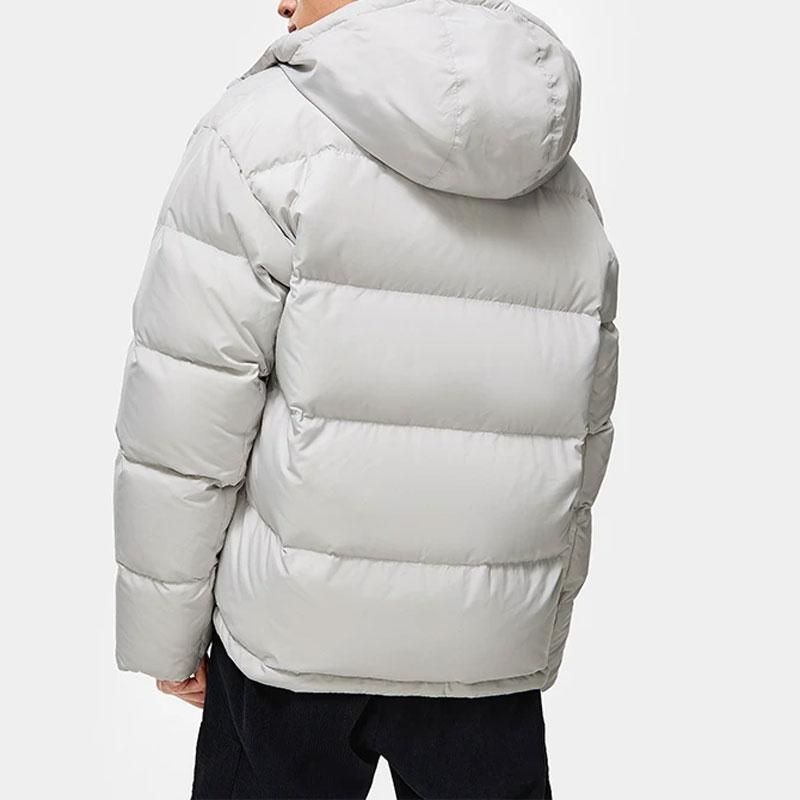 Li-Ning Wade Series Solid Color Hooded Water-Resistant Loose Short Down Jacket Men Jackets Stone-Gray AYMT155-3