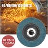 10Pcs 125mm Flat Flap Discs 5" 40/60/80/120Grit Angle Grinder Sanding Discs Grinding Wheels Angle for Metal Wood Polishing