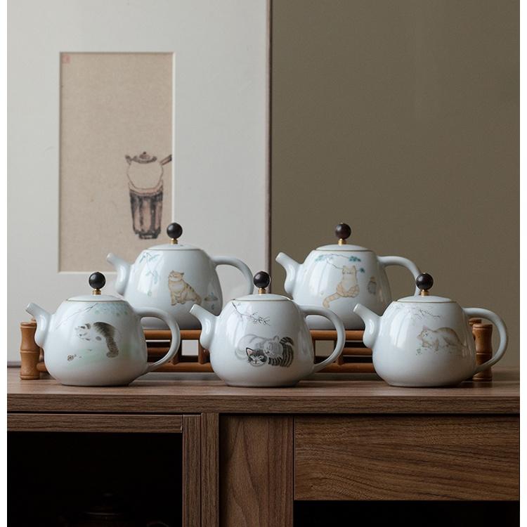 280ml Ru Kiln Teapot Can Be Nurtured and Cracked Ceramic Kung Fu Tea Set
